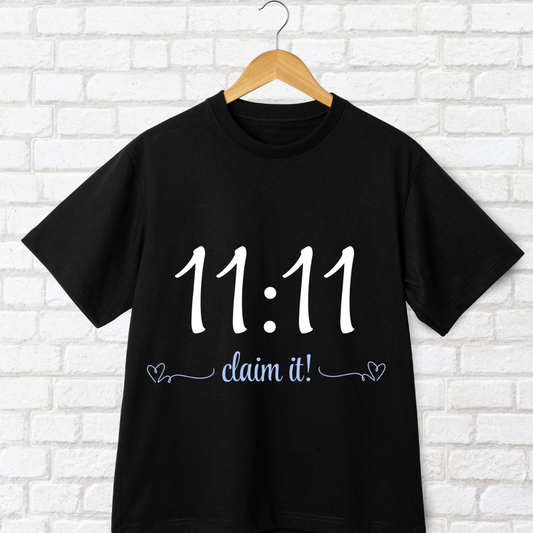 11:11 Claim It! - Oversized Unisex T-shirt (Black)