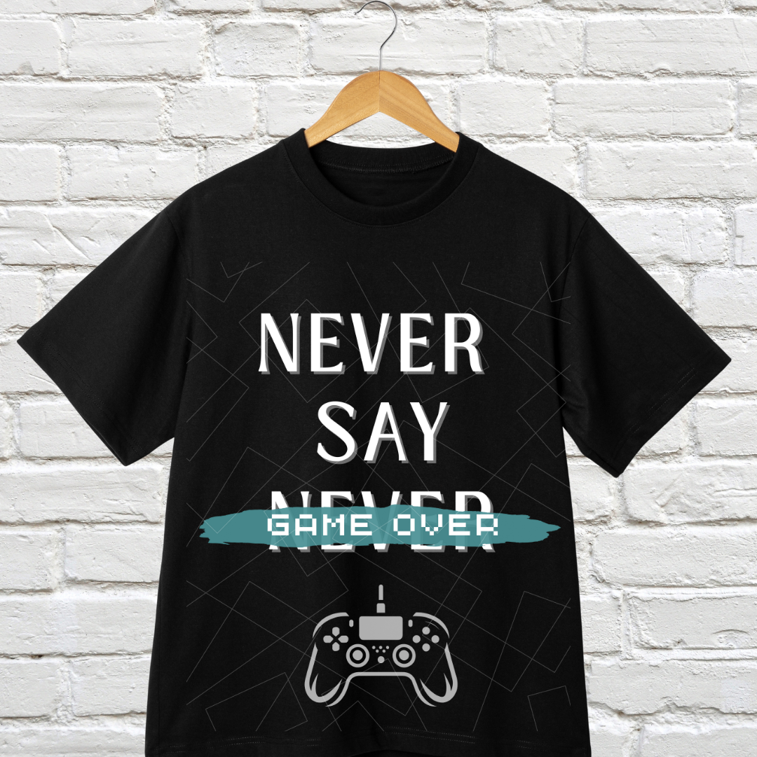 Never Say Game Over!-Oversized Unisex T-shirt (Black)