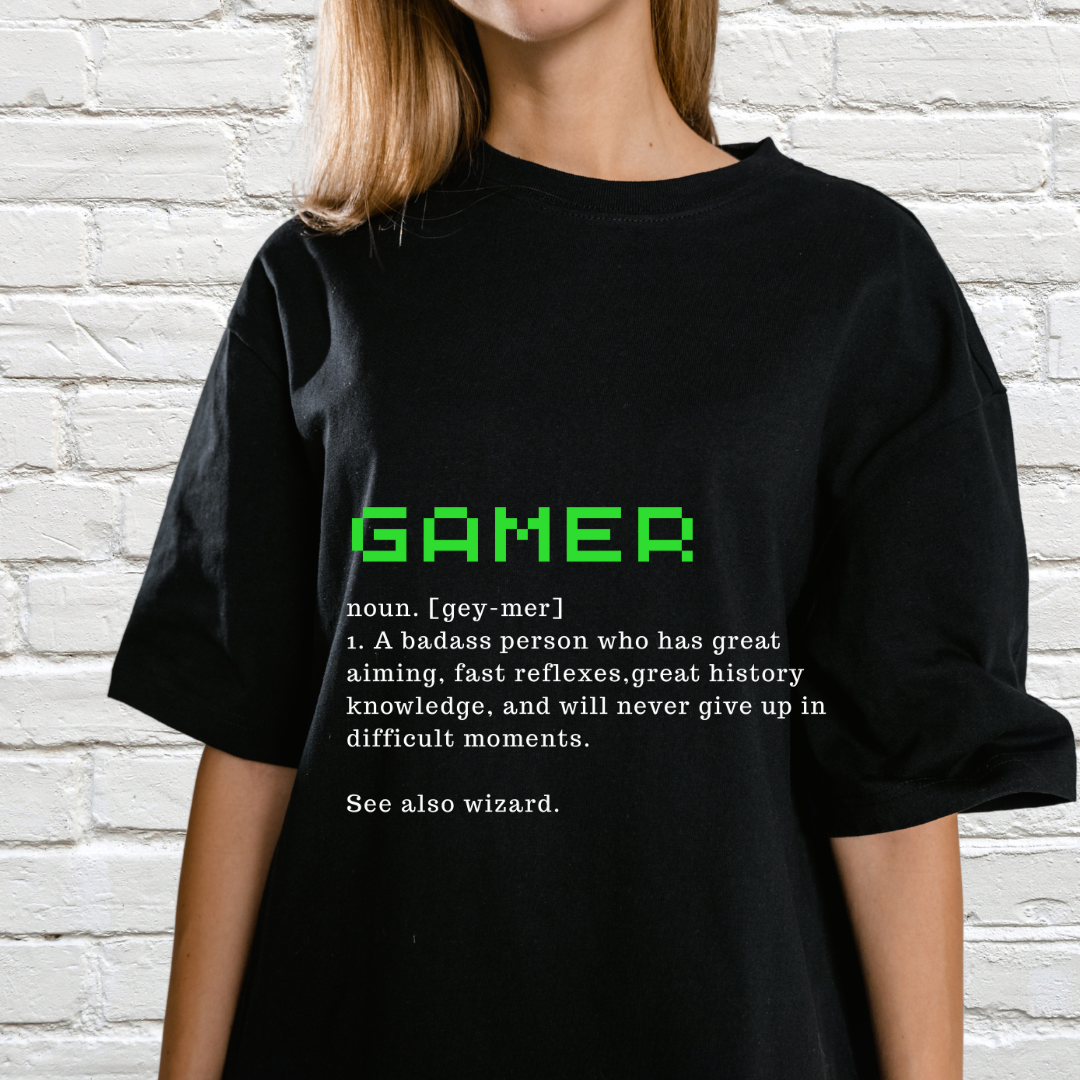 For All the Gamers: Oversized Unisex T-shirt (Black)