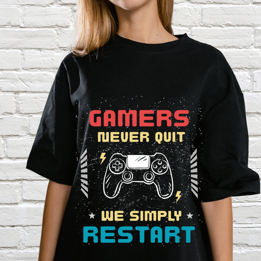 Gamers Never Quit!- Oversized Unisex T-shirt