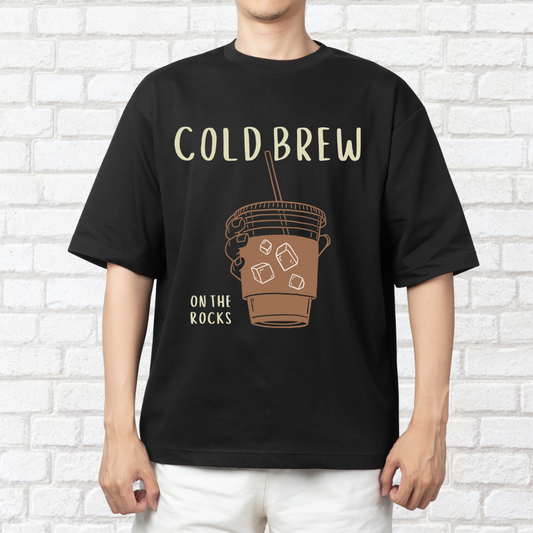 Cold Brew On the Rocks- Oversized Unisex T-shirt (Black)