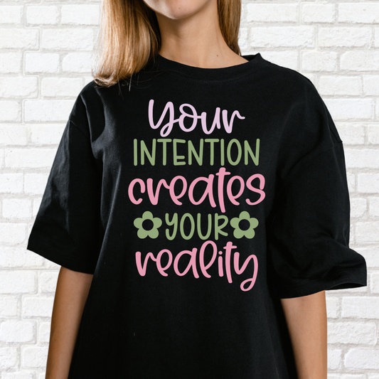 Power of Intentions!- Unisex Oversized T-shirt (Black)